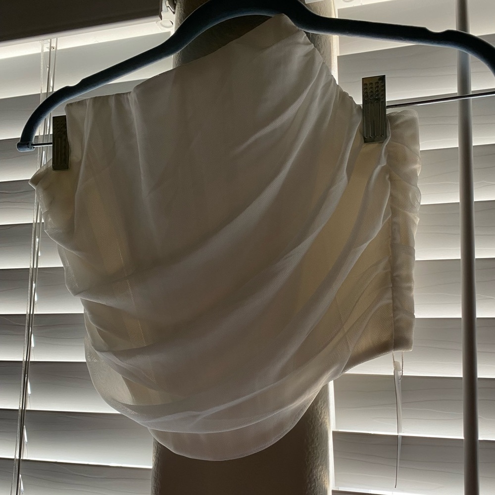 Strapless white crop top